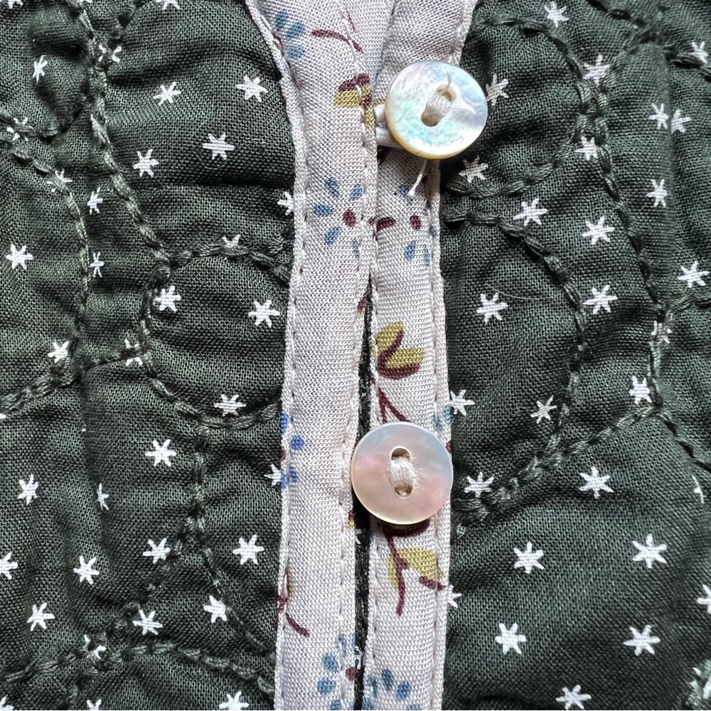 NEW Madewell Simi Patchwork Mini Dress Sz 2 Green White Boho Garden Puff Sleeve - Picture 11 of 16